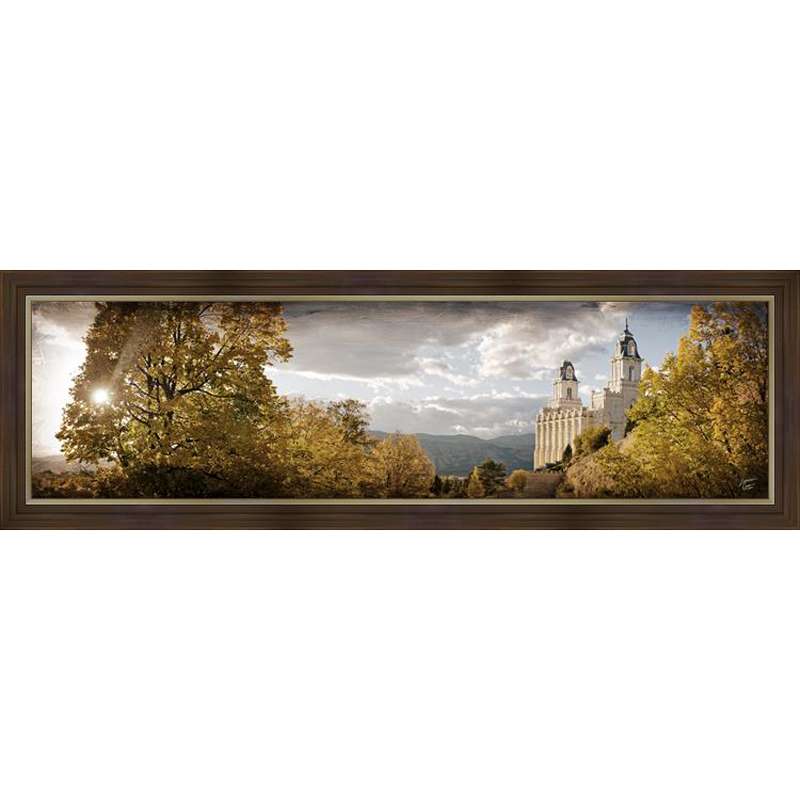 Manti Temple, the Day Dawn is Breaking (19x48 Canvas Framed Art), , large image number 0