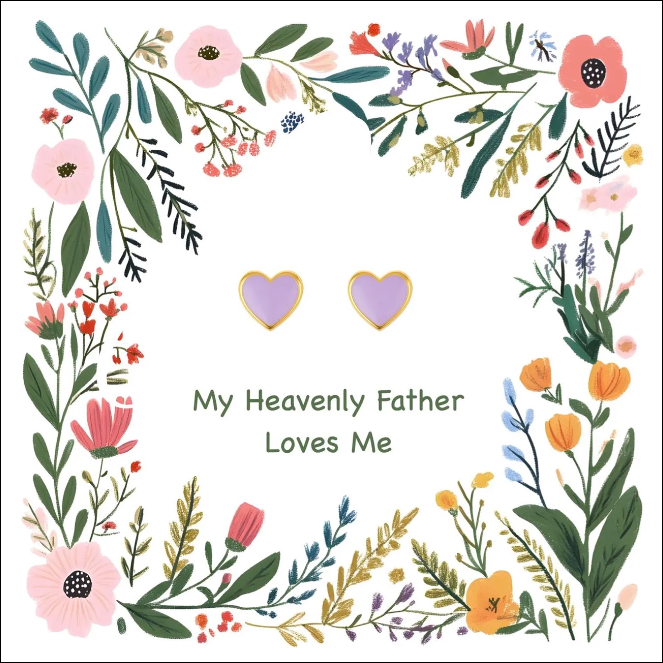 Heavenly Father Loves Me Earrings (Lavender), , large image number 0