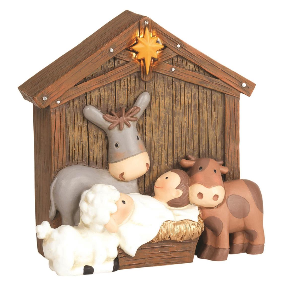 Baby Jesus Manger Animals Resin Nativity Figurine, , large image number 0
