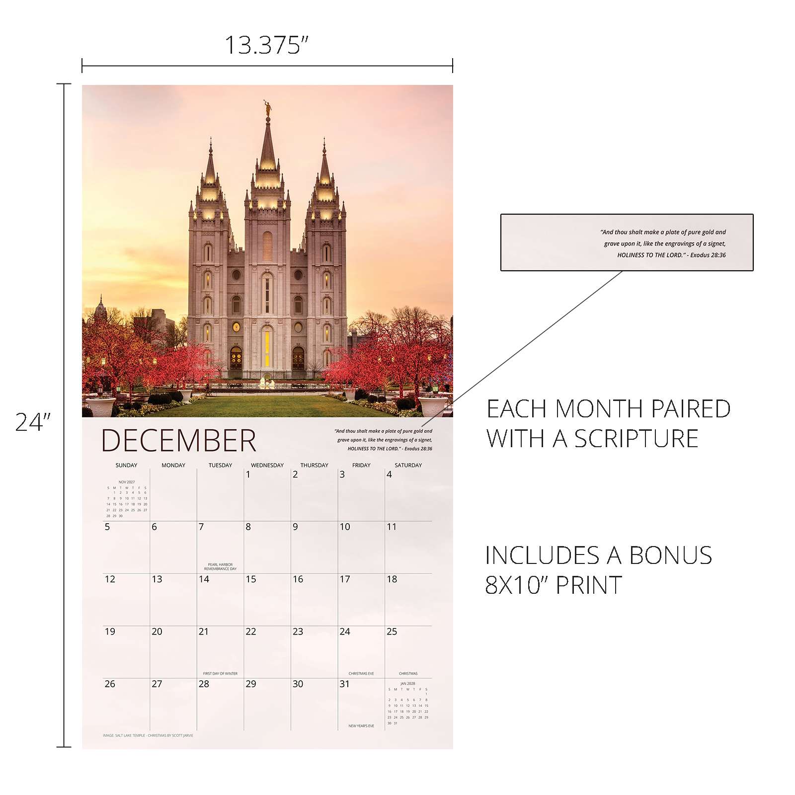 2027 The Mountains of the Lord's House Wall Calendar, , large image number 3