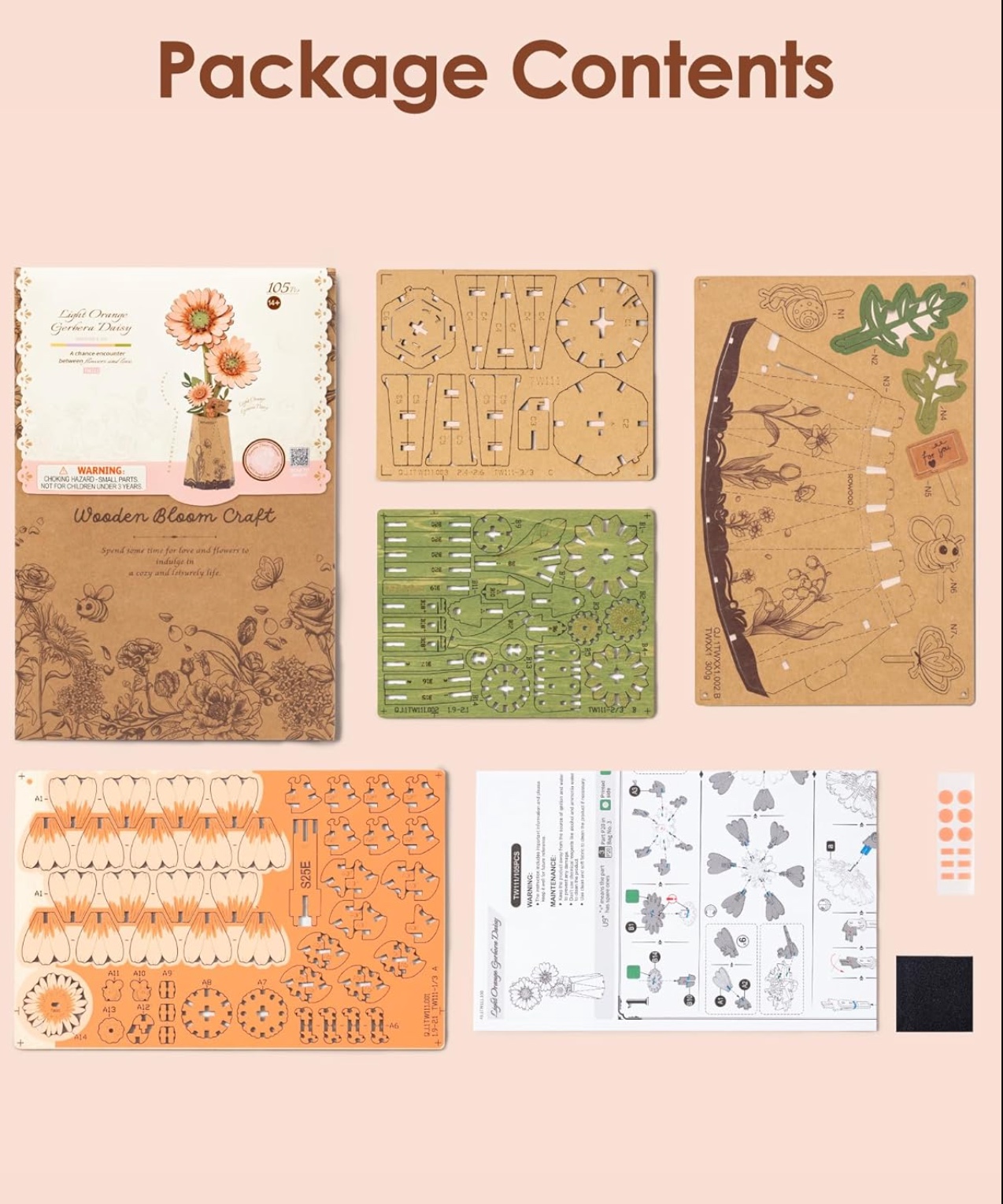 Orange Gerbera Daisy 105 Piece Wooden Puzzle - ROBOTIME | Deseret Book