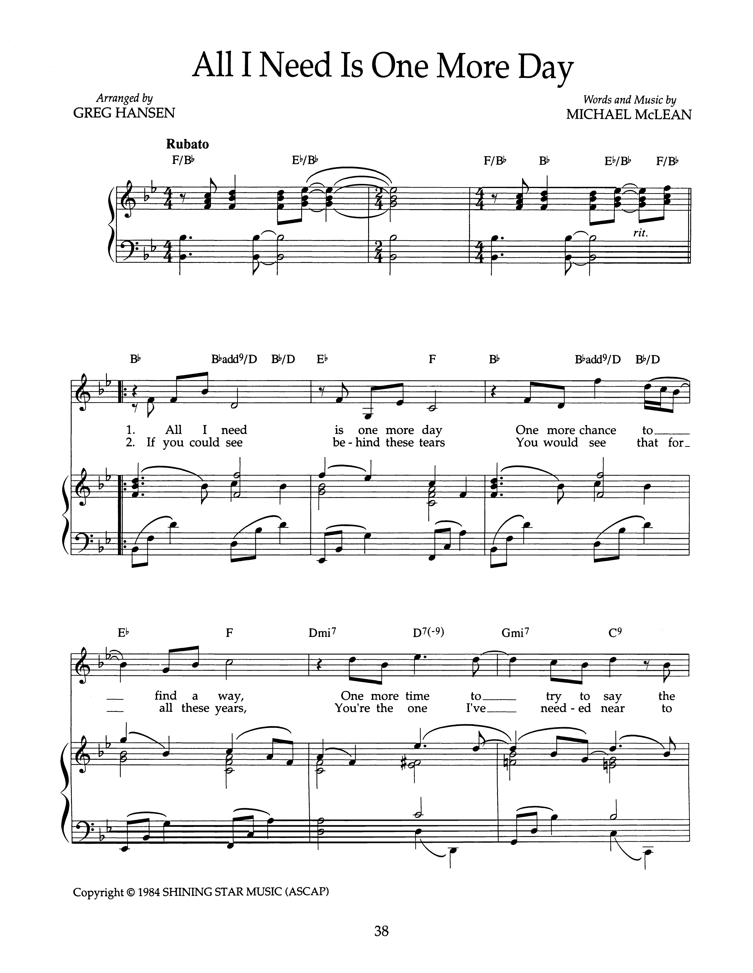 All I Need Is One More Day