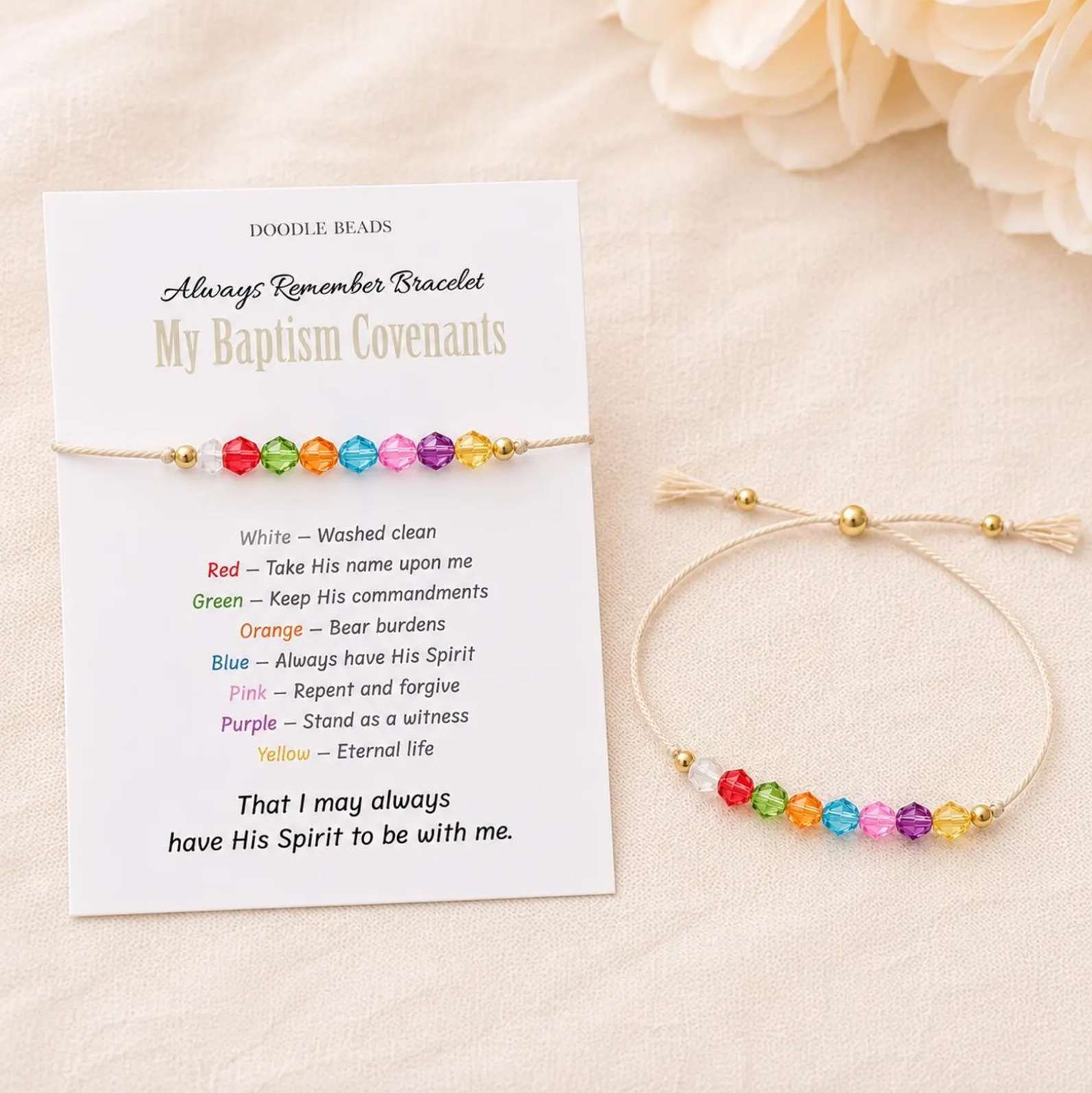 Always Remember Baptismal Covenants Beaded Bracelet , , large image number 2