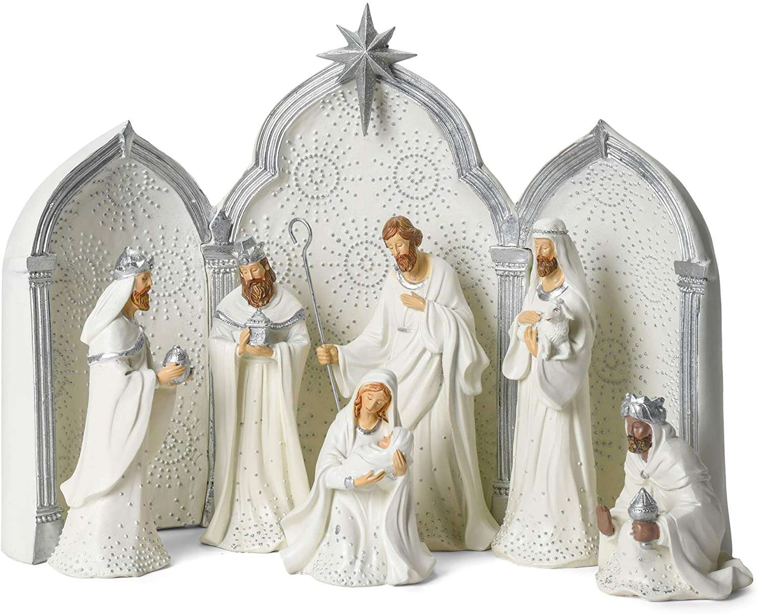 Starry Silver Resin Nativity Triptych, , large image number 0