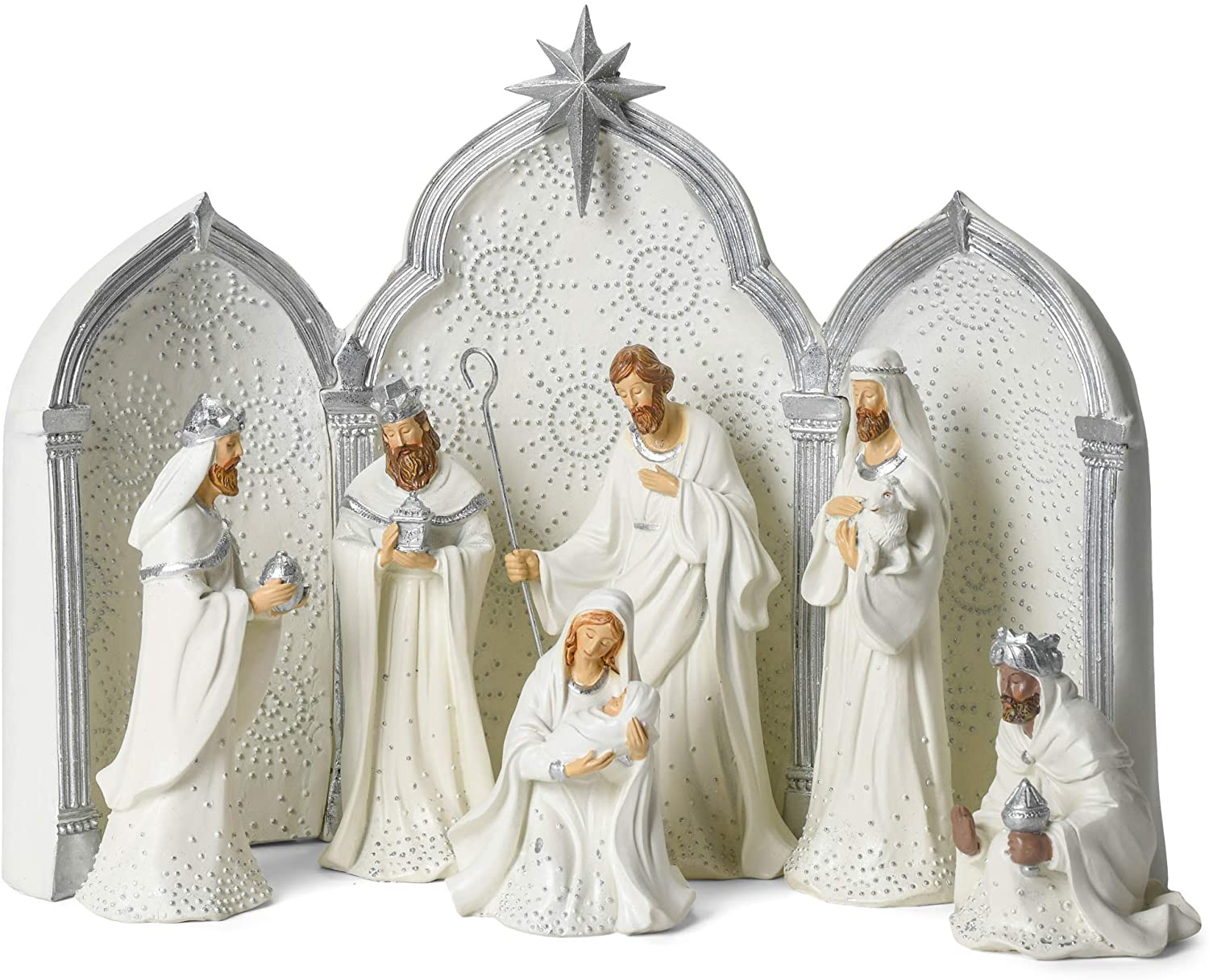 Starry Silver Resin Nativity Triptych