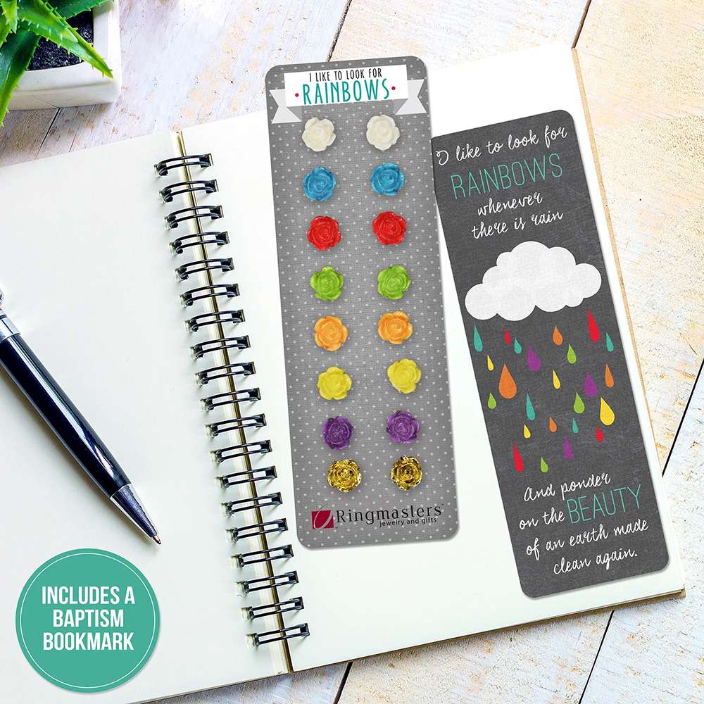Earrings Baptism Rainbow With Bookmark