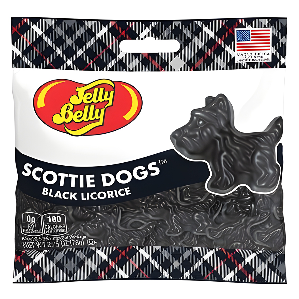Jelly Belly Bagged Black Licorice Scottie Dogs 2.75 Oz
