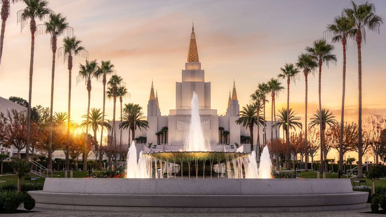 Oakland California Temple, Fire of the Covenant Series (25x43 Framed Canvas Print), , large