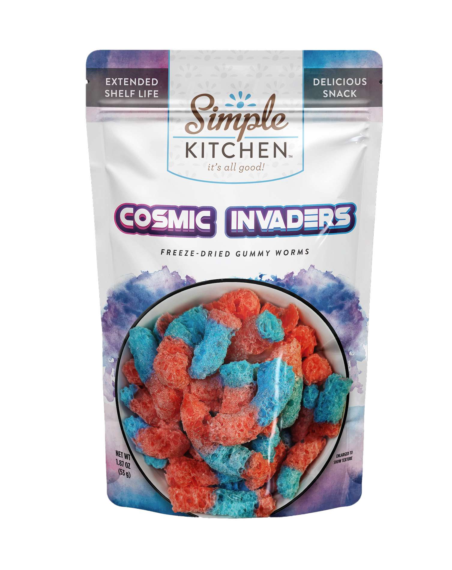 Simple Kitchen Cosmic Invaders (Freeze-Dried Gummy Worms) Single Pouch