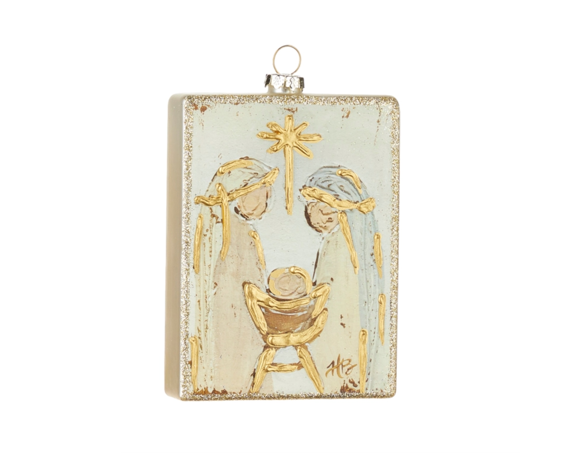 Holy Family with Star Glass Ornament