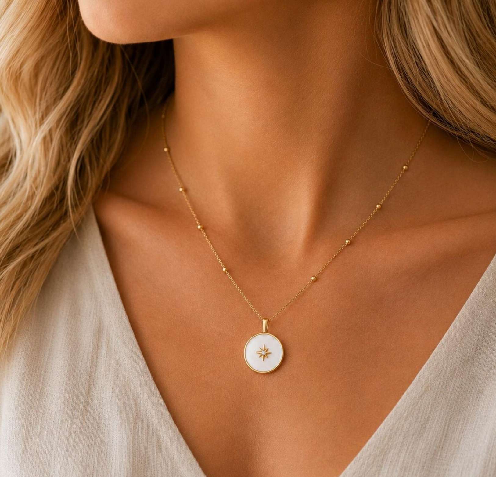 Light Shine North Star Enamel Necklace, , large image number 2