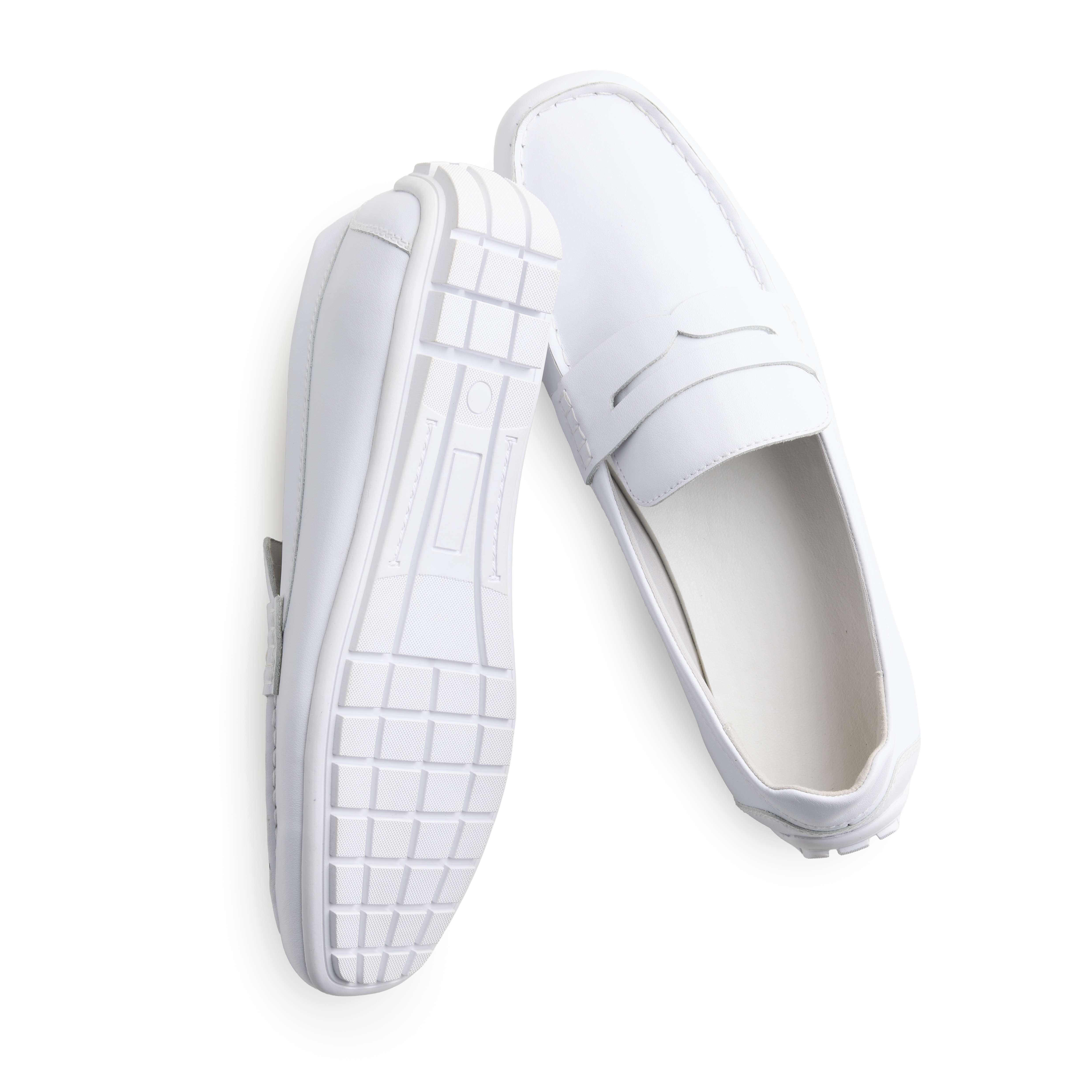 Men's White Leather Loafer Temple Shoe, , large image number 2