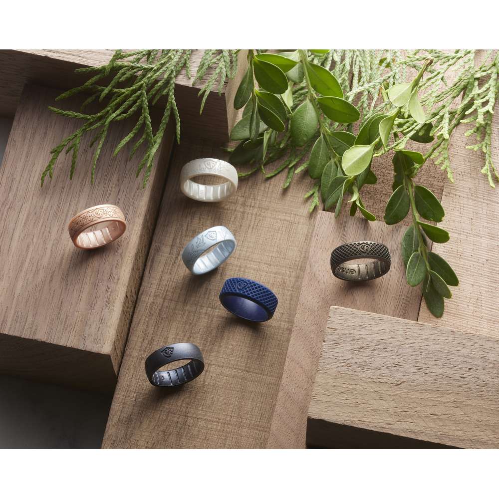 Silicone Navy Bevel Grid CTR Ring, , large image number 2