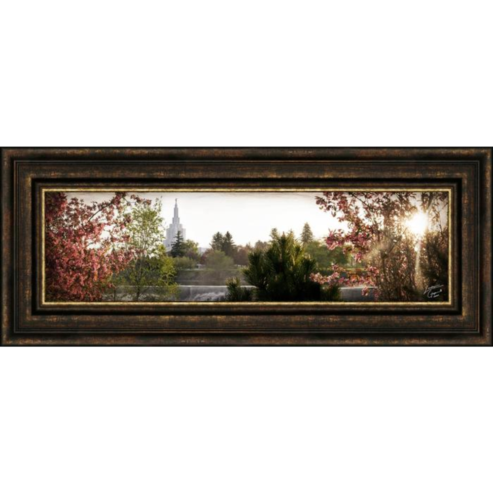Idaho Falls Temple, the Day Dawn is Breaking (19x48 Canvas Framed Art)