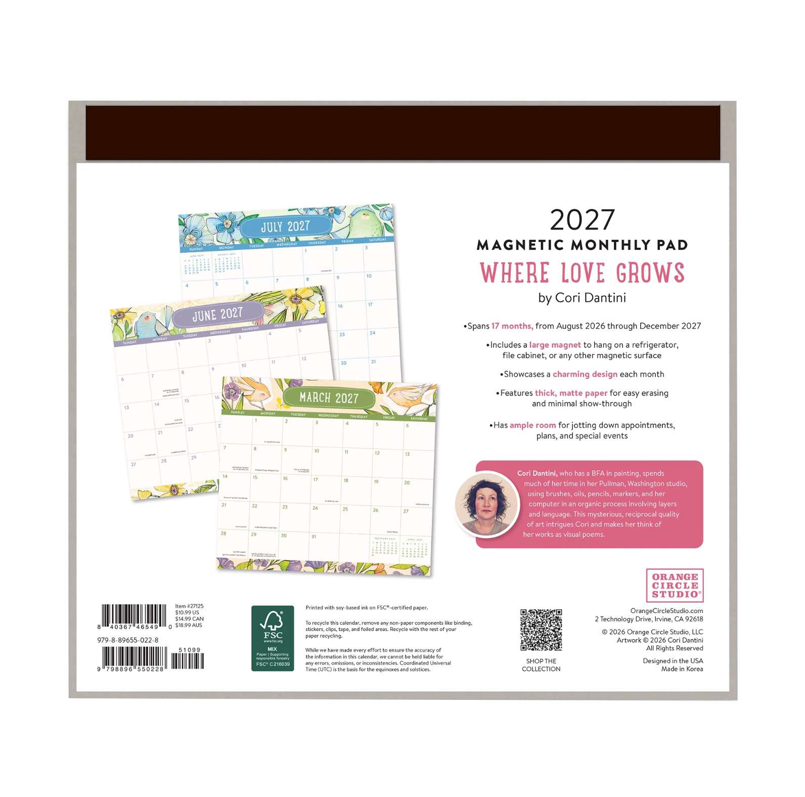 2027 Where Love Grows Magnetic Monthly Calendar Pad, , large image number 5