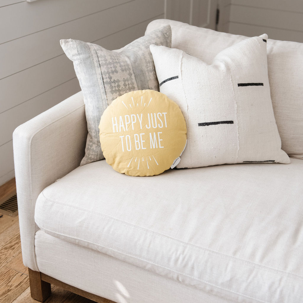 Happy Just to Be Me Round Pillow, , large image number 1
