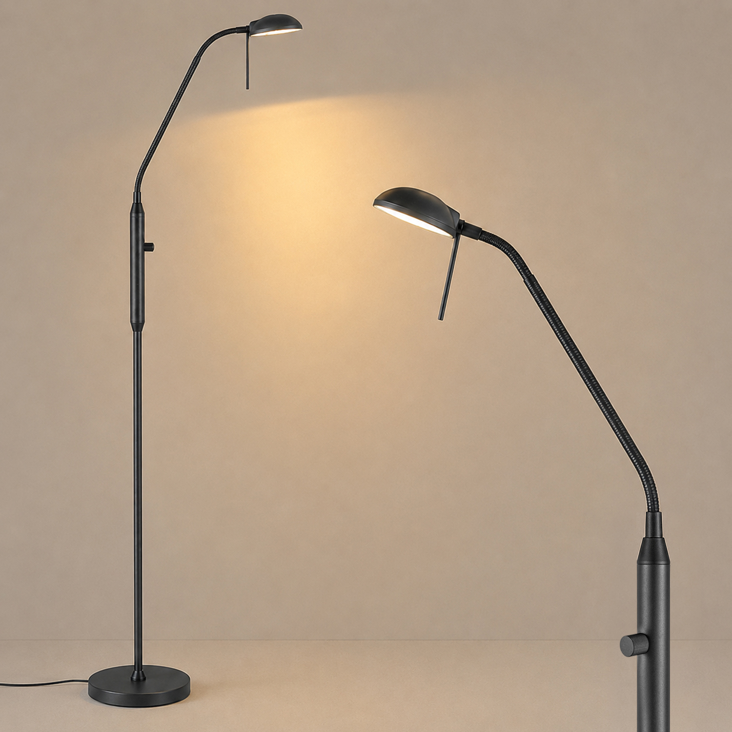 Industrie Vloerlamp - Zwart metalen Staande Lamp - 20.3/20.3/159cm - Inclusief LED G9 Lichtbron 3W 270Lm 2700K - met dimschakelaar - Voor slaapkamer en woonkamer