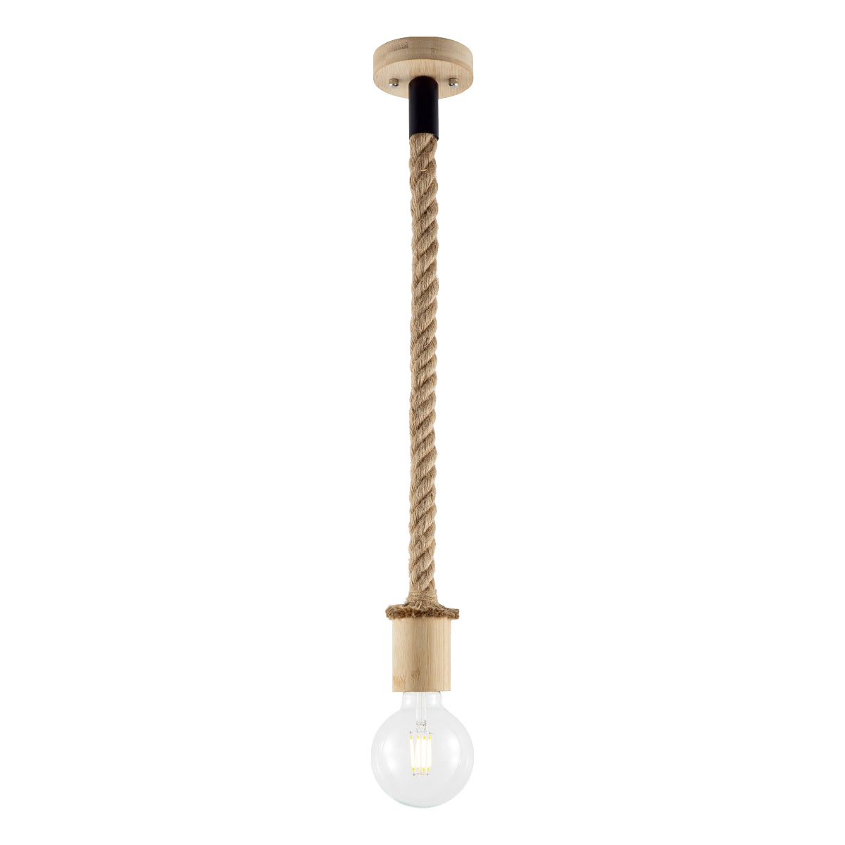 Landelijke Hanglamp Leonardo - hanglamp gemaakt van Touw - 11/11/115cm - geschikt voor E27 LED lichtbron - Pendellamp geschikt voor woonkamer, slaapkamer en keuken