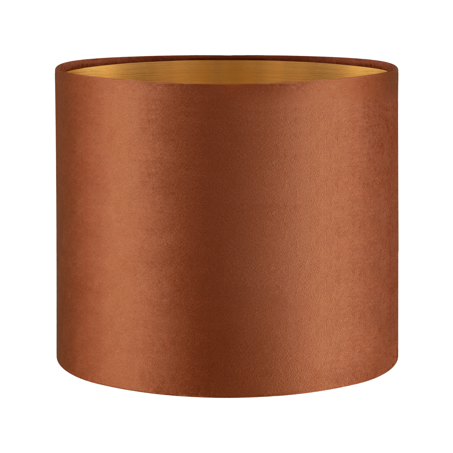 Fluweel - Velvet Lampenkap - Cilinder - Bruin + goud - Luxe stijl - ø20 x 17 cm - E27 fitting - voor tafellampen en Pendellamp - voor woonkamer en eetkamer