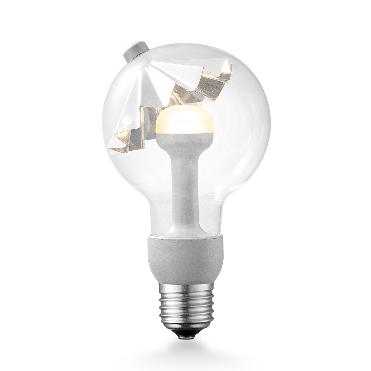 Design LED Lichtbron Move Me - Zilver - G80 Umbrella LED lamp - 8/8/13.7cm - Met verstelbare diffuser via magneet - geschikt voor E27 fitting - 3W 220lm 2700K - warm wit licht