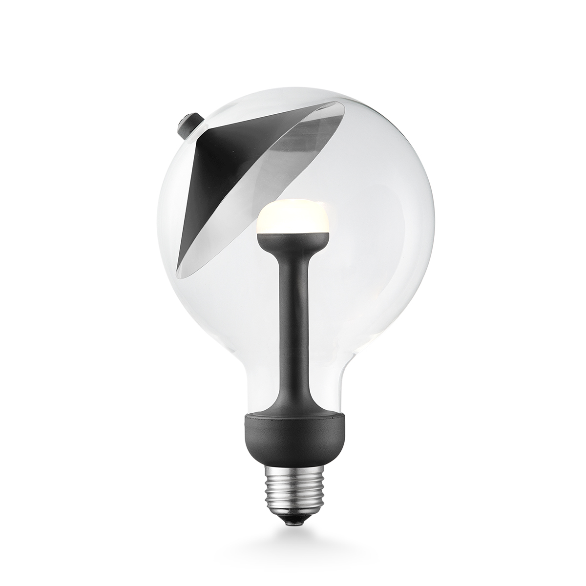 Design LED Lichtbron Move Me - Zwart/Zilver - G120 Cone LED lamp - 12/12/18.6cm - Met verstelbare diffuser via magneet - geschikt voor E27 fitting - Dimbaar - 5W 400lm 2700K - warm wit licht