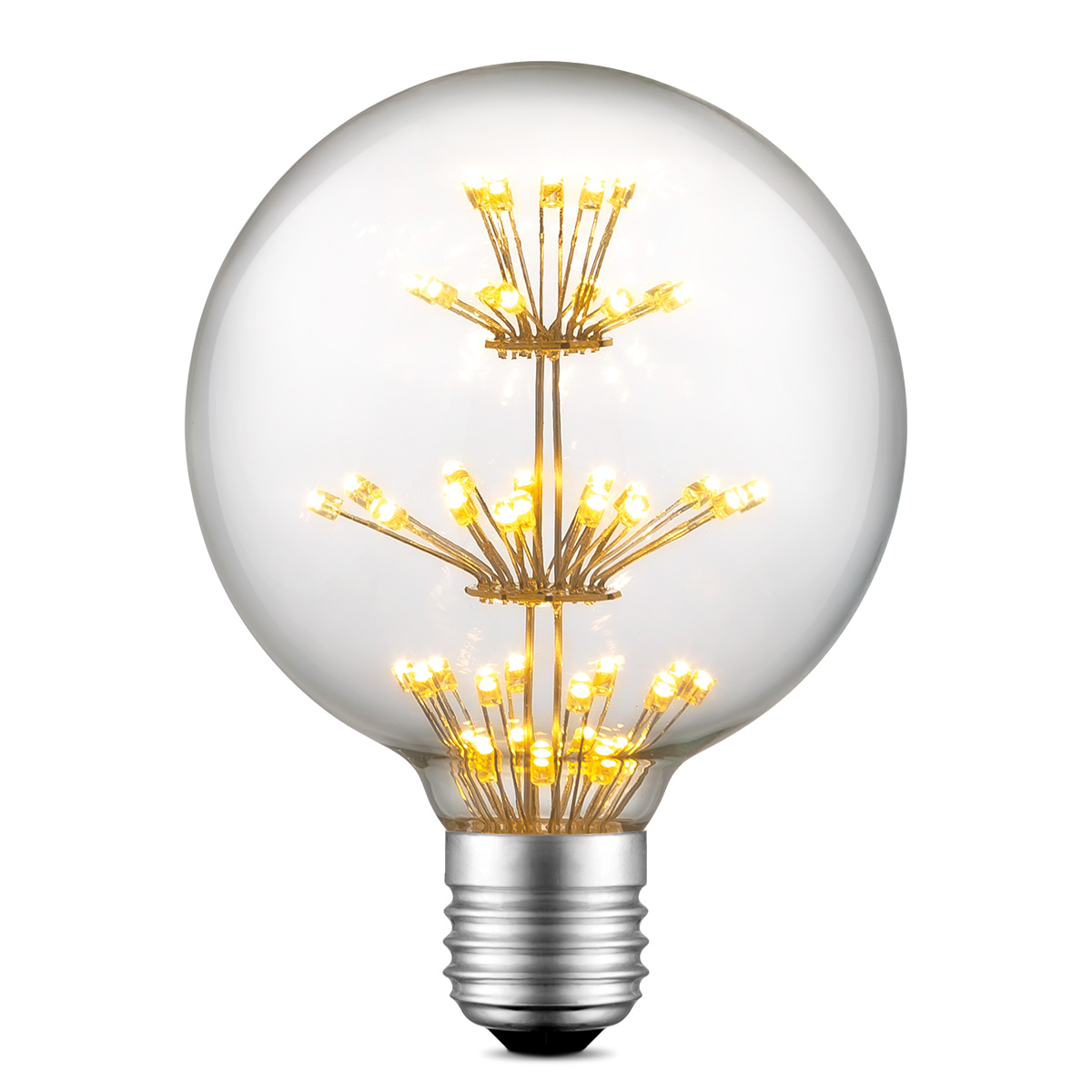 Edison Vintage LED filament lichtbron Globe - Helder - G95 Crystal - Retro LED lamp - 9.5/9.5/13.5cm - geschikt voor E27 fitting - 1W 100lm 2300K - warm wit licht