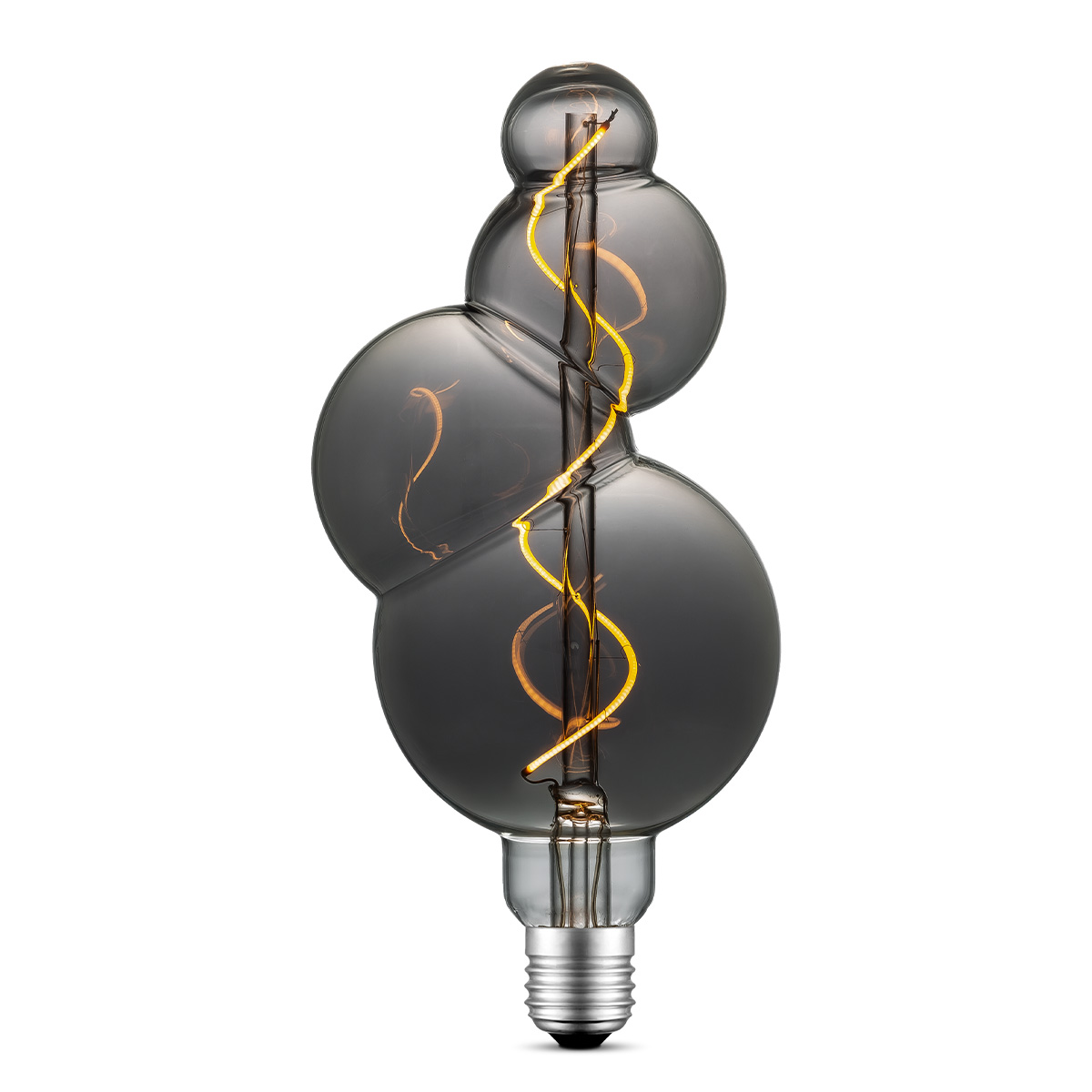Edison Vintage LED filament lichtbron Bubbel - Rook - Spiraal - Retro LED lamp - 11/11/23cm - geschikt voor E27 fitting - Dimbaar - 4W 100lm 1800K - warm wit licht