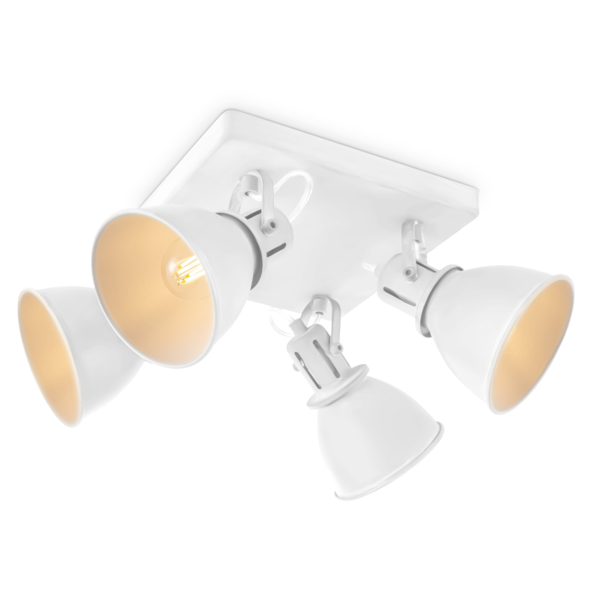 Industriële Plafondspots - Wit - Met 4 E14 Fitting - Metaal Spotlights