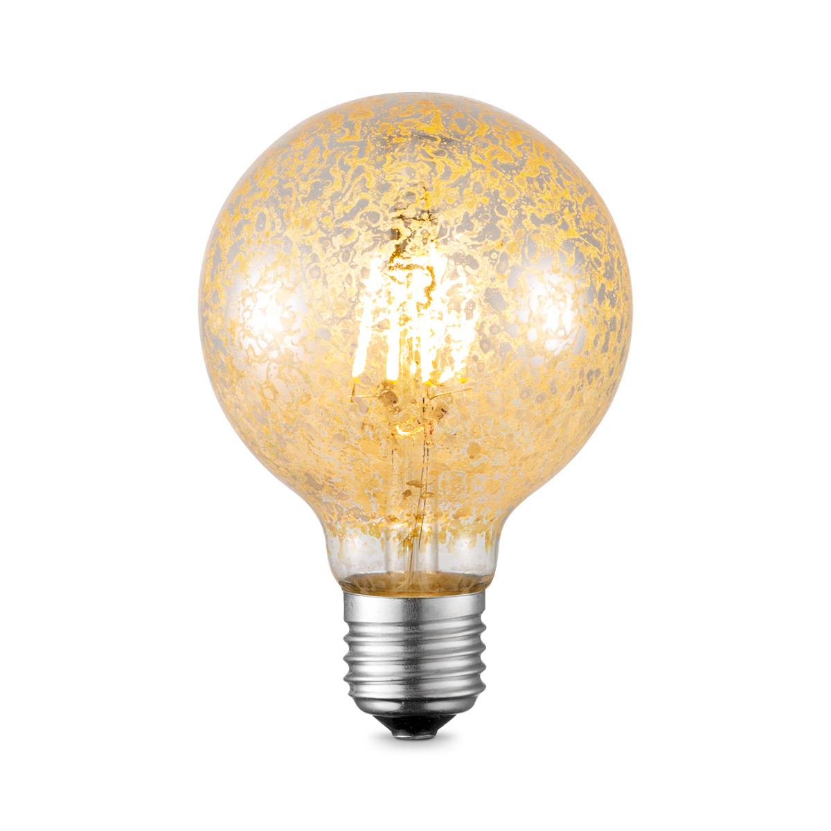 Edison Vintage LED filament lichtbron Globe - Goud - G95 Deco - Retro LED lamp - 9.5/9.5/13.5cm - geschikt voor E27 fitting - Dimbaar - 4W 340lm 2700K - warm wit licht