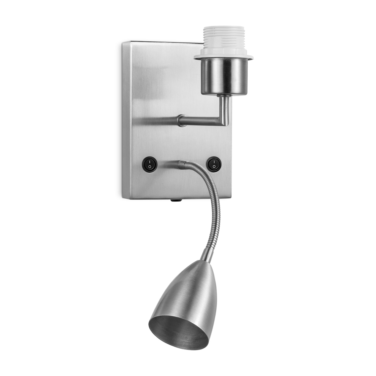 Moderne Muurlamp - Zandnikkel - Met GU10 en E27 Lampvoet - 11 x 17 x 16.5 (BxDxH) - Voor hal en slaapkamer - voor Lampenkap met Doorsnede max.20cm - Lichtbron niet inbegrepen