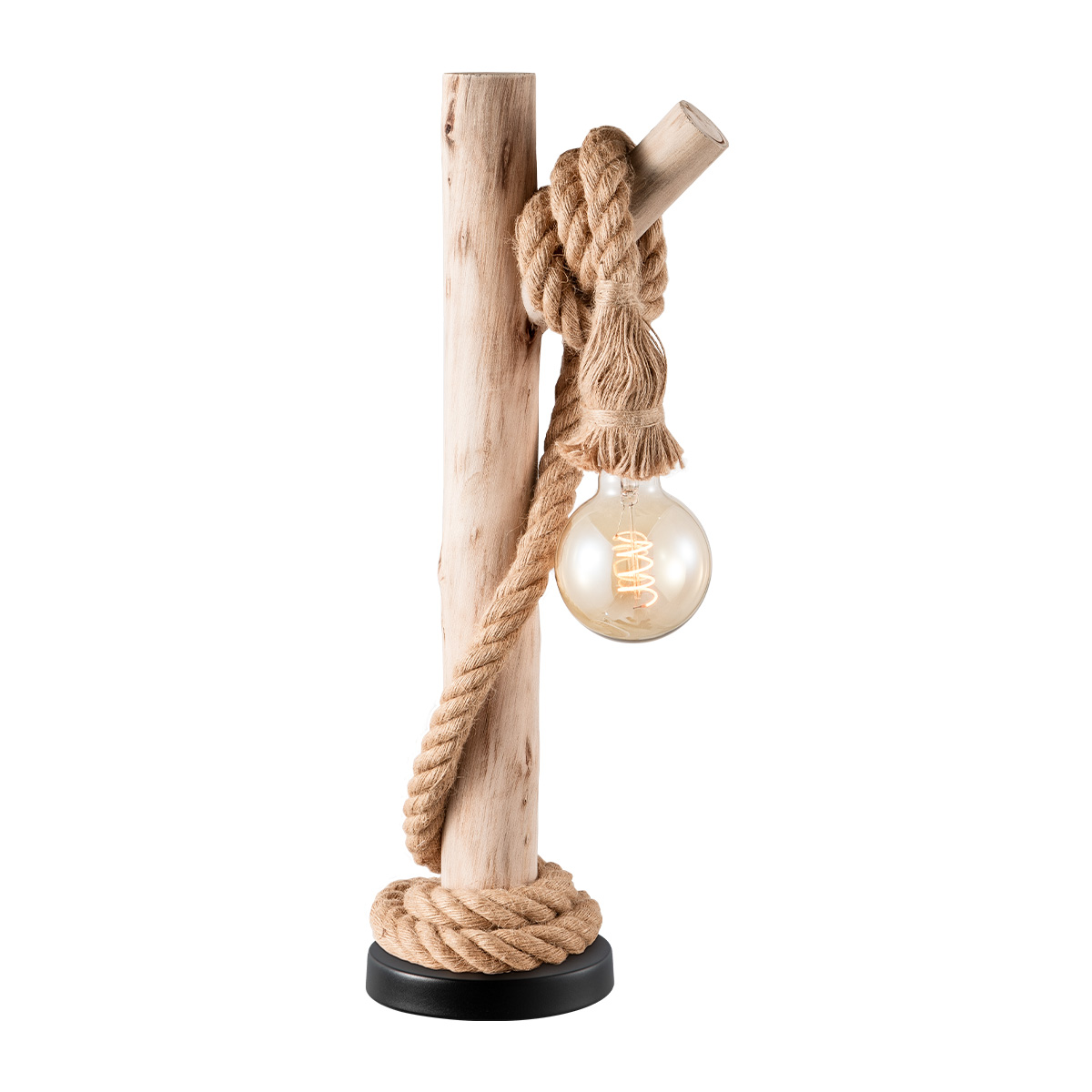 Home sweet home tafellamp Maritime - hout/touw Beige