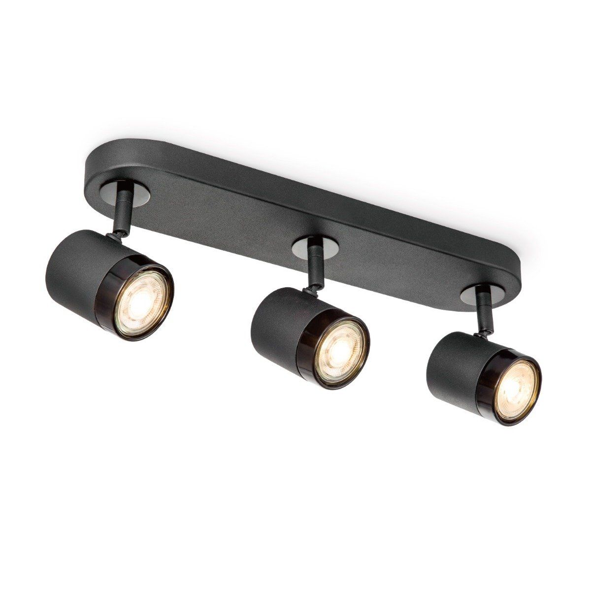 MANU OPBOUWSPOT ZAND ZWART INC 3X LED DIM GU10 5W