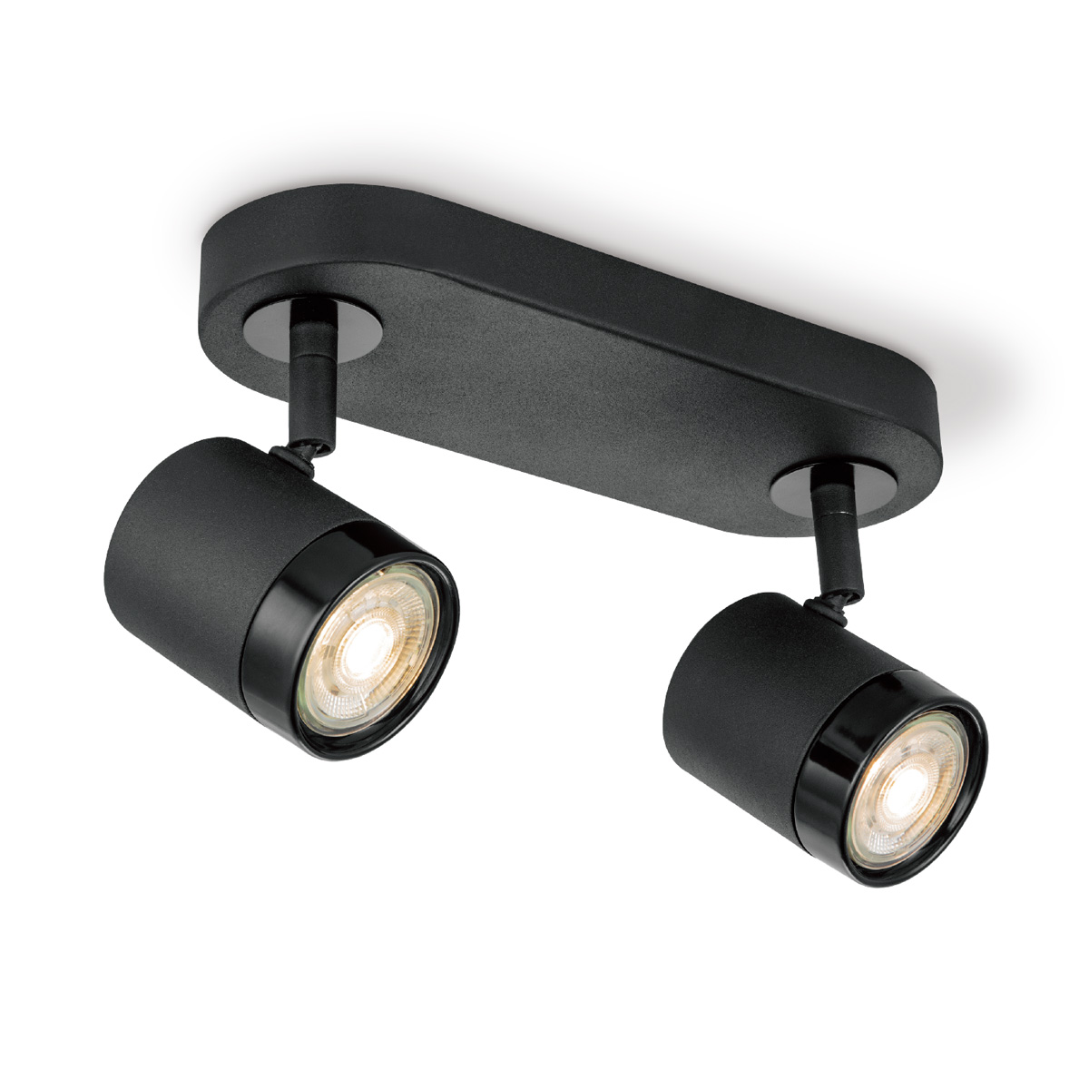 Manu LED opbouwspot – Zwart · 2 lichts · 24 cm