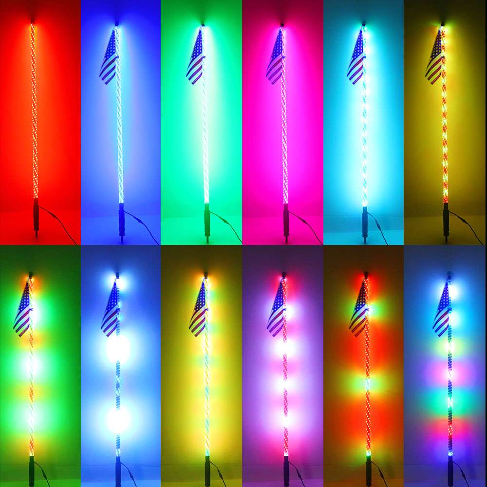 Lumières fouet LED RVB dynamiques toxiques
