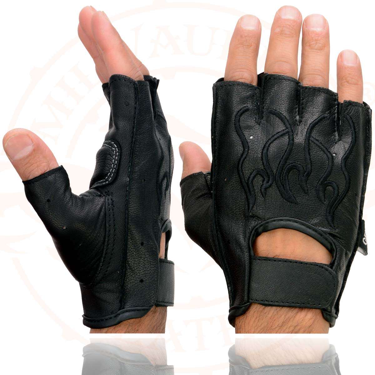 Milwaukee Fingerless Gloves with Flame Embroidery