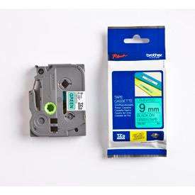 Brother TZE721 Black on Green 8M x 9mm Gloss Tape