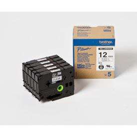 Brother HGE-131V5 Black on Clear 8M x 12mm High Grade Tape 5 pack
