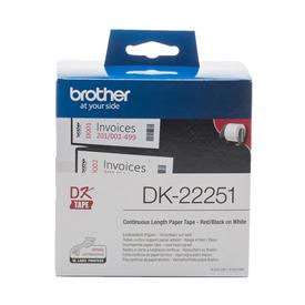 Brother DK22251 Red and Black on White Continuous Paper Tape 62mm