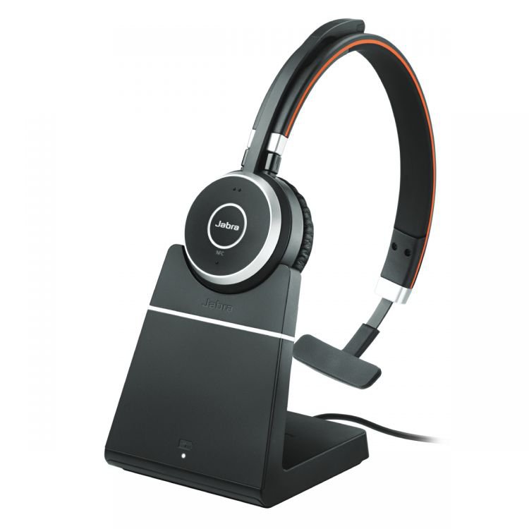 Jabra Evolve 65 SE MS Monaural USB A Bluetooth Headset with Stand