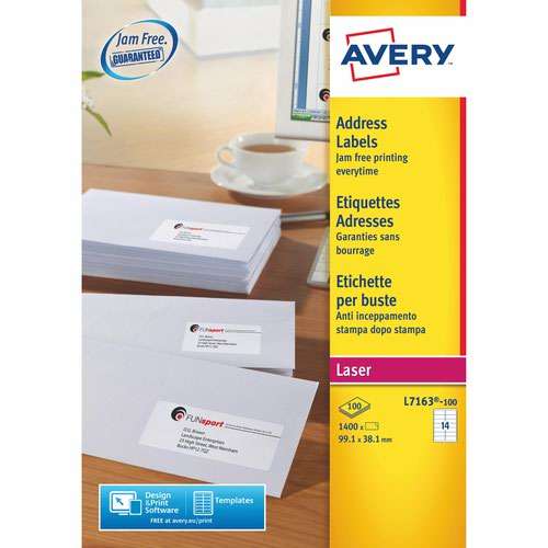 Avery L7163-100 Address Labels 100 sheets - 14 Labels per Sheet