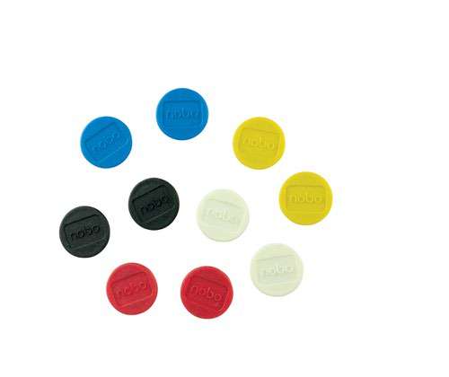 Nobo 1901016 Magnetic 20mm Assorted Whiteboard Magnets Pack of 10