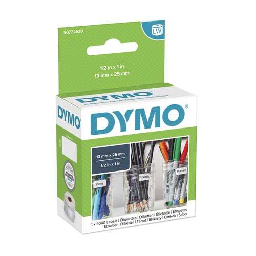 Dymo 11353 13mm x 25mm Multi Purpose Labels Black On White