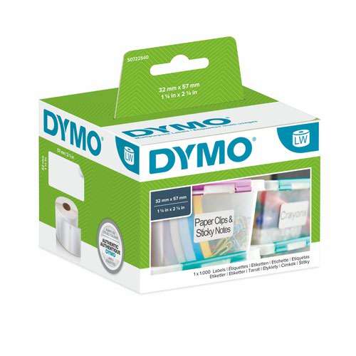 Dymo 11354 32mm x 57mm Multi Purpose Labels Black on White