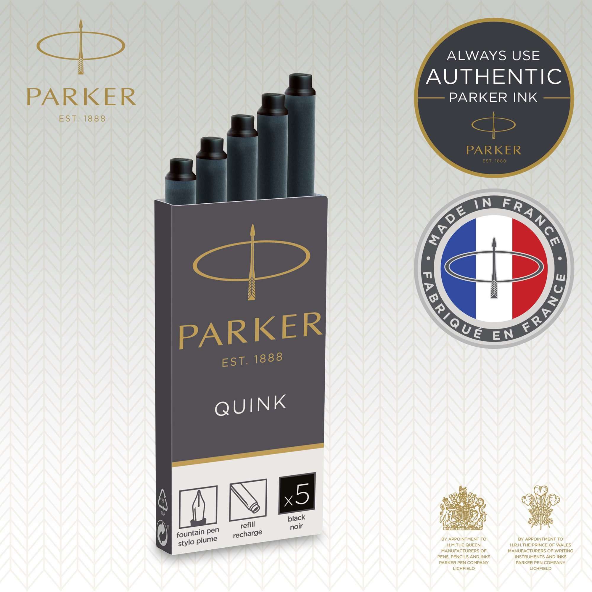 Parker 1950206 Quink Ink Cartridges Permanent Black Box of 12 packs