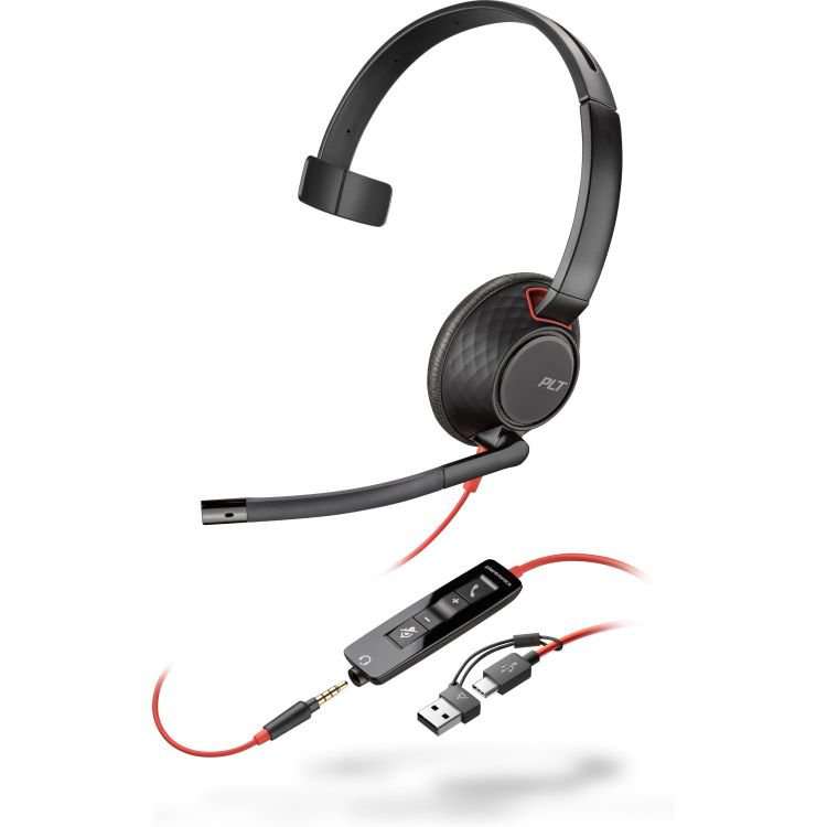 HP Poly Blackwire C5210 USB and 3.5mm jack Monaural Headset