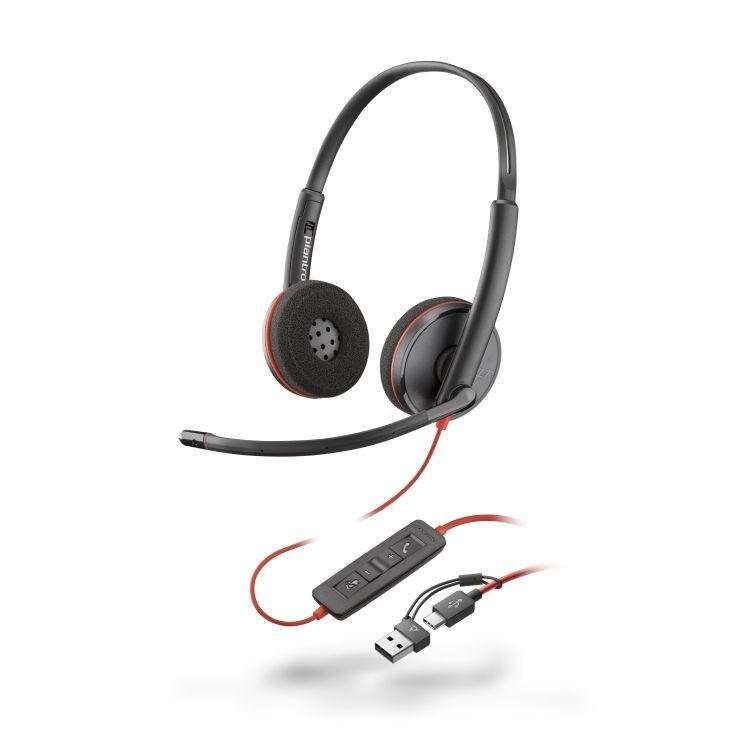 HP Poly Blackwire C3220 USB-C Stereo Headset with USB Adaptor environment friendly bag
