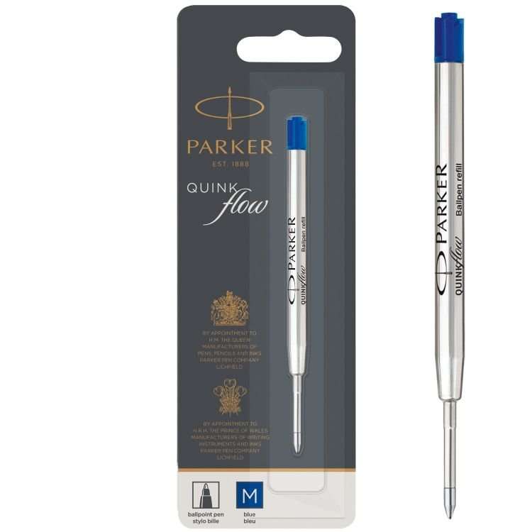 PARKER QUINKflow Ballpoint Pen Ink RefillMedium TipBlue 12 Pack