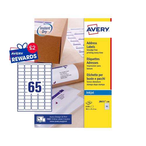 Avery J8651-100 QuickDry Mini Address Labels 100 sheets - 65 Labels per Sheet