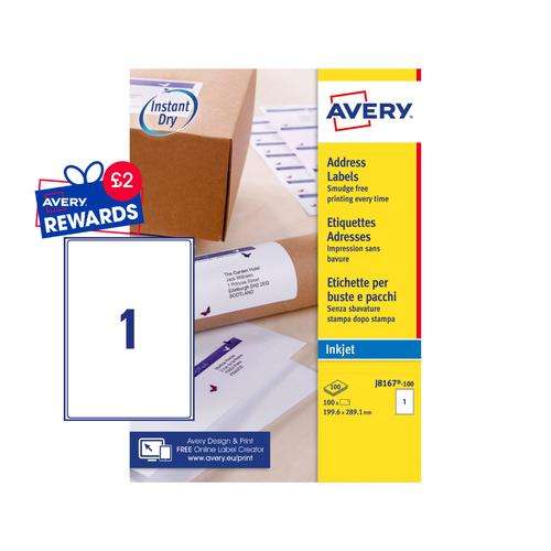 Avery J8167-100 Parcel Labels 100 sheets - 1 Label per Sheet