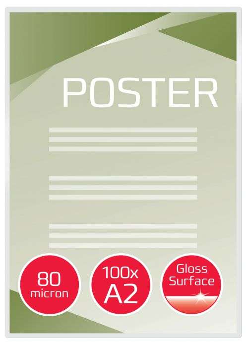 GBC Gloss Laminating Pouches - A2 80 mic 100pk